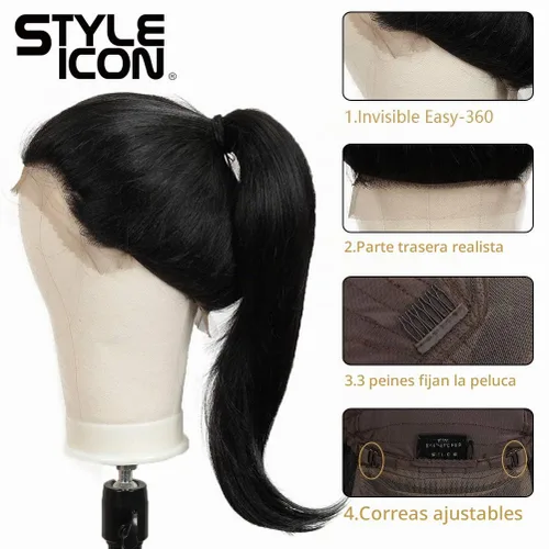 Vista 2 de Style Icon Easy-360 pelucas de encaje de 26”, encaje en la parte frontal; pelucas Ombre peluca sintética. 1b