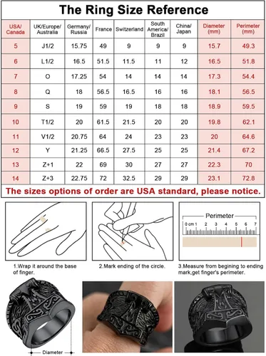 Vista 6 de FaithHeart Norse Viking Jewelry - Anillo de acero inoxidable de guerrero para hombre con diseño vikingo de cabeza de lobomartillo de Thor