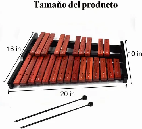 Vista 4 de TNZMART Xilófono de madera de 25 notas xilófonos Glockenspiel con mazo Instrumento de percusión profesional (xilófono)