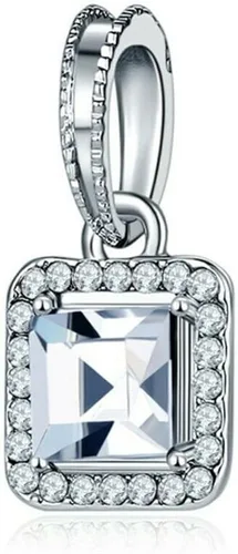 Vista 8 de awaFanee Colgantes de plata 9 piezas cuentas diamantes de imitación CZ encantos europeos aptos Pandora pulsera plateada, Metal, Circonita Cúbica