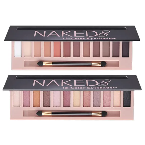 Vista 7 de Paleta de Sombras de Ojos de 12 Colores Maquillaje Colores Nude Naturales Nude Mate Shimmer Brillo Glitter Pigmento Conjunto de Paletas de Sombra