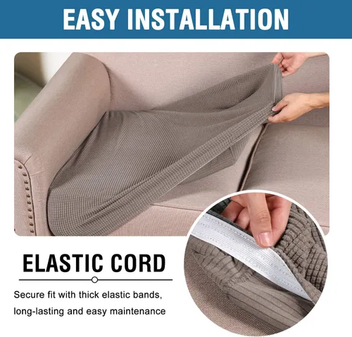 Vista 14 de H.VERSAILTEX - Fundas elásticas para cojín de sofá individual, fundas de asiento para silla de sofá, protector de cojín con tejido jacquard de sarga