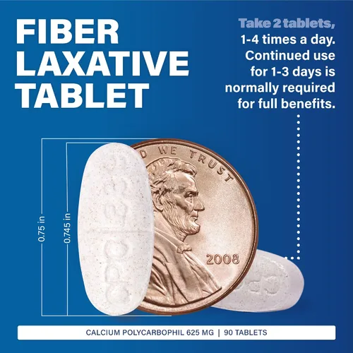 Vista 3 de MAJOR Fiber-Tabs - Tabletas de 625 mg - Terapia de fibra para regularidad - Alivio ocasional del estreñimiento para adultos - 90