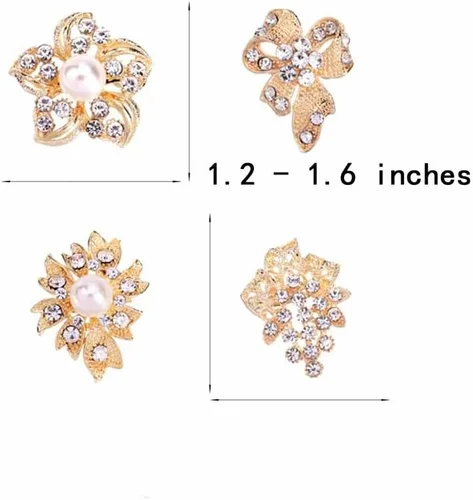 Vista 6 de Ezing Lote de 24 piezas brillantes de diamantes de imitación broches de cristal Pines DIY Kit de ramo de boda