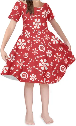 Vista 6 de SEANATIVE Vestido de manga corta para niñas de 3 a 14 años Black Bow Ghost