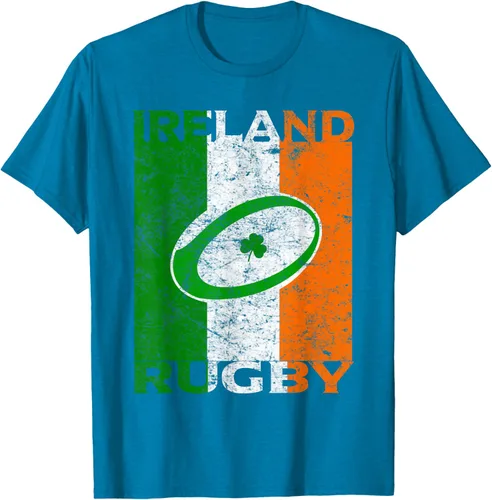 Vista 10 de Camiseta de rugby irlandés con la bandera de Irlanda, regalo vintage Negro