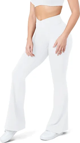 Vista 102 de HEGALY Pantalones de yoga acampanados para mujer, leggings cruzados, suaves, de cintura alta, pantalones casuales de entrenamiento con corte de bota