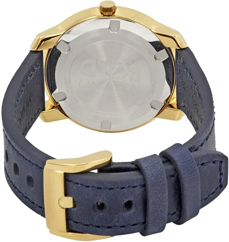 Vista 3 de Movado Reloj de cuero para mujer con esfera de rayos de sol de oro amarillo intenso 3600474, Amarillo, Movimiento de cuarzo