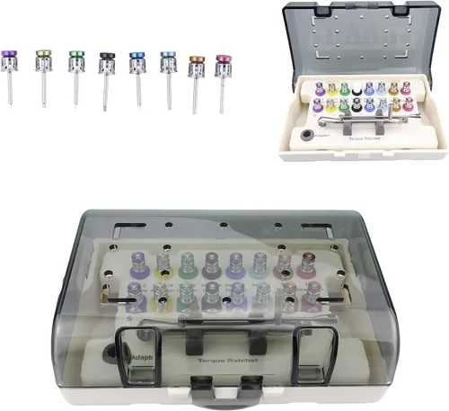 Vista 4 de BONEW Kit de herramientas de reparación de destornilladores de implante universal global, kit de prótesis colorido, llave dinamométrica, 16 piezas