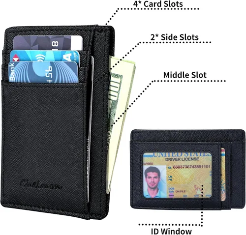 Vista 44 de Cartera Chelmon Slim RFID - Cartera de bolsillo frontal minimalista para tarjetas de crédito delgadas
