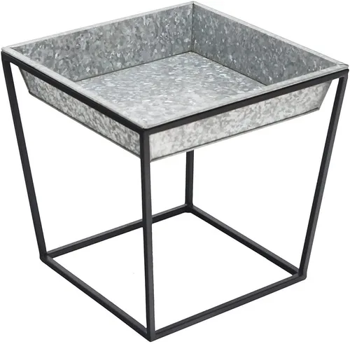 Vista 10 de Achla Designs Soporte para plantas Arne, 14" de alto con bandeja de cobre