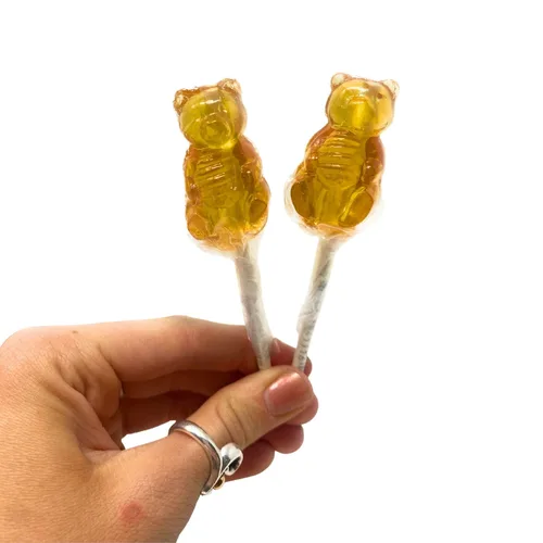 Vista 5 de Lollipop - Paletas de osos duros con sabor a miel, envueltas individualmente, decoración de lechones para duchas, paquete de 12