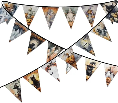 Vista 6 de Decoraciones de fiesta de Hello Fall Banderín triangular de tela para decoración de otoño, boda, fiesta de cumpleaños, día de Acción de Gracias