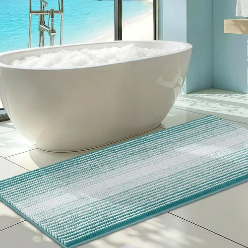 Vista 19 de BSICPRO Tapetes de baño de felpilla, 20 x 32 pulgadas, antideslizantes, absorbentes, suaves, peludos, para baño, lavables a máquina (salvia)