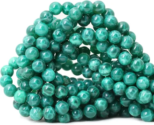Vista 22 de Cuentas redondas sueltas de ágata estilo antiguo vena de dragón de 6mm, cuentas para diseño de joyas, 60 cuentas Ágata de vena de dragón