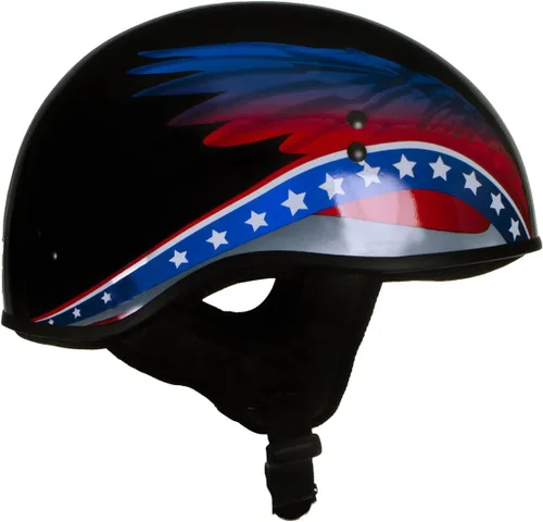 Vista 7 de Hot Leathers HLT68 Eagle Wings Black Advanced DOT - Casco de calavera para motocicleta, para hombres y mujeres