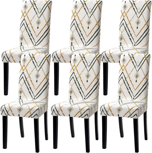 Vista 9 de Fundas para silla de comedor Yisun, fundas elásticas para silla de comedor, funda protectora para silla de comedor, mezcla de poliéster, Beige
