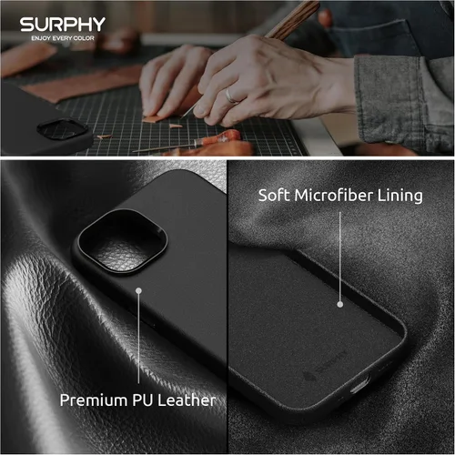 Vista 3 de SURPHY Compatible con iPhone 13 Mini, funda de piel sintética de alta calidad (con botones metálicos y forro de microfibra) para 13 Mini