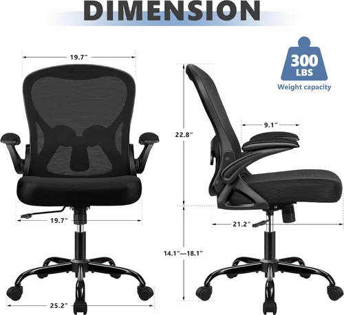 Vista 3 de Winrise Silla de oficina, silla de escritorio, silla ergonómica de malla para computadora, sillas de escritorio de oficina en casa, silla giratoria
