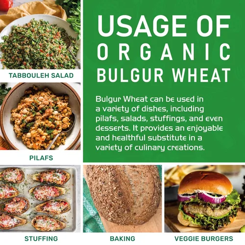 Vista 7 de Trigo Bulgur orgánico grueso #3 de 2 libras, sin OMG, cultivado en Estados Unidos, bayas de trigo 100% naturales, bolsa resellable por Jiva Organics