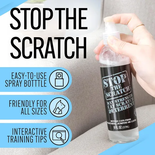 Vista 3 de Emmy's Best EBPP Stop The Scratch Cat Spray Disuasorio para gatitos y gatos – No tóxico, seguro para plantas, muebles, suelos y más spray disuasorio