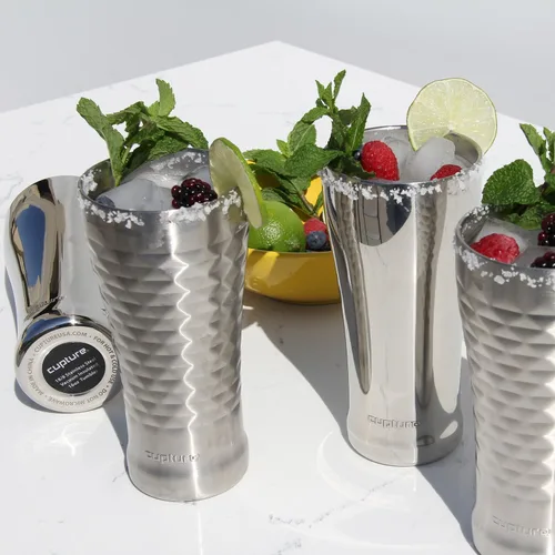 Vista 5 de Cupture® Taza de pinta aislada al vacío de doble pared - 16 oz Cromo + acolchado