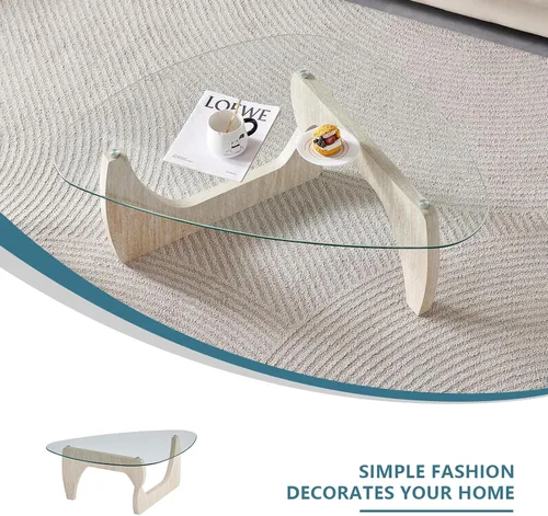 Vista 7 de Btrpily Mesa de centro de madera, moderna mesa de centro de mármol, contemporánea, elegante, muebles de alta gama para tu sala de estar