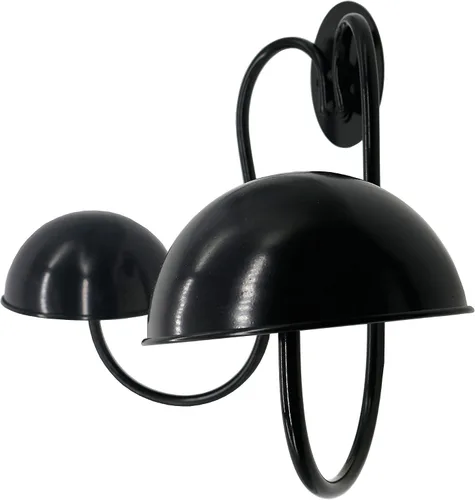 Vista 2 de Owlgift Moderno estante de metal montado en la pared para sombreros/peluca soporte de exhibición con 2 ganchos circulares para sombreros, color negro