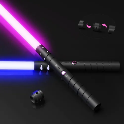 Vista 8 de jvmusaber Sable de luz de duelo para niños y adultos, espada ligera con 20 colores RGB, 4 sonidos FX, empuñadura de metal recargable por USB
