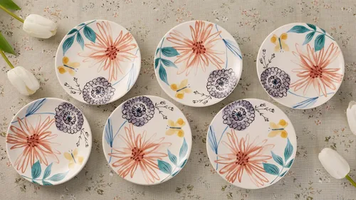 Vista 5 de Bico Blossom Symphony - Juego de 6 platos pequeños de 6 pulgadas de cerámica para aperitivos, postres, para bocadillos, ensaladas, decoración