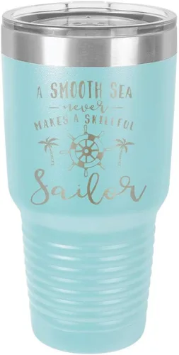 Vista 14 de Un mar suave nunca hace un sillón hábil grabado de 325 ml vaso de acero con recubrimiento de polvo grabado por láser taza de viaje de camello polar