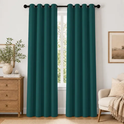 Vista 91 de Cortinas de oscurecimiento de habitación de 84 pulgadas de largo para dormitorio, sala de estar, cortinas térmicas aislantes con ojales