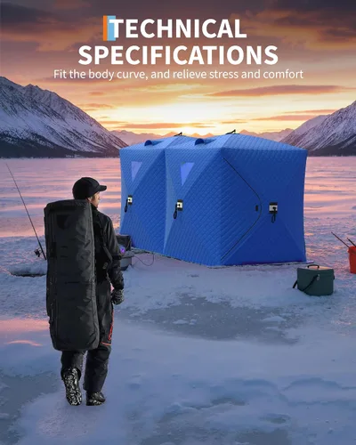 Vista 7 de Tienda de campaña de pesca en hielo desplegable para 6-8 personas con configuración desplegable de 60 segundos, aislamiento superior de triple capa