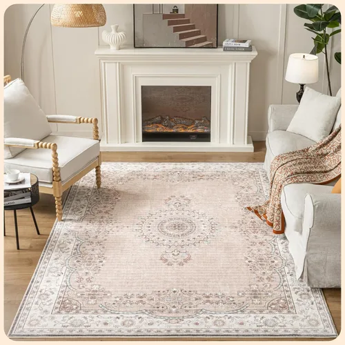 Vista 85 de Istana Alfombra larga antideslizante de 2.5 x 8 para el hogar, para pasillo y cocina, lavable, sedosa y suave al tacto, elegante, color azul y marfil