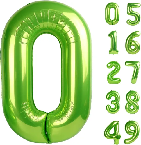 Vista 156 de Globo negro de 40 pulgadas con números del 0 al 9 (cero-nueve), globo de cumpleaños de gran tamaño, globo de helio de aluminio con números grandes