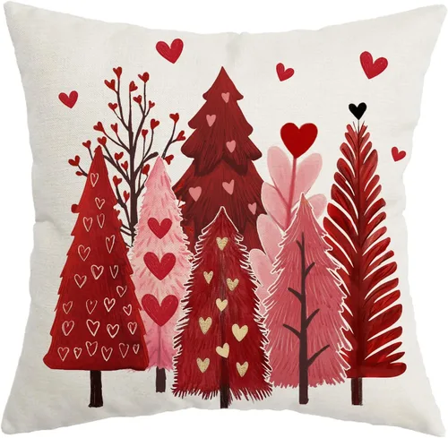 Vista 10 de AACORS Funda de almohada de Navidad de 45.7 x 45.7 cm con árbol de Navidad acuarela y estrellas, decoración festiva de granja de invierno para sofá