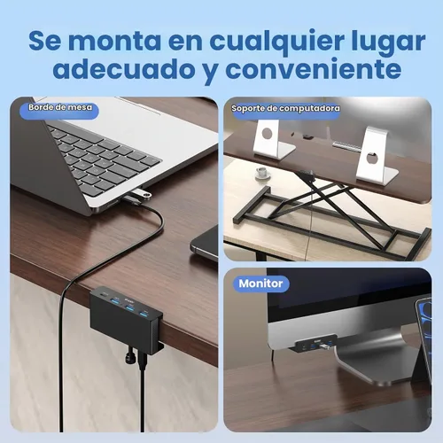 Vista 4 de EJAY Hub USB de montaje en escritorio (3A1C)