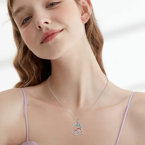 Vista 2 de YAFEINI Mushroom Necklace for Women 925 Sterling Silver Mushroom Ladybug Pendant Necklace Jewelry Gift for Girls