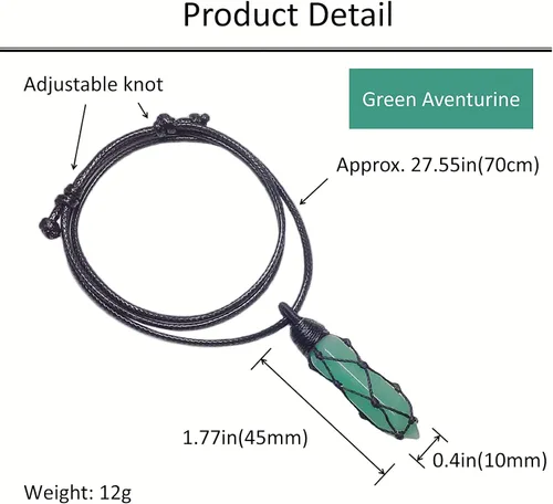 Vista 2 de EDENS CALL Healing Hexagonal Crystal Point Pendant Necklace for Unisex Adjustable Dainty Natural Stone Pendulum Amulet for Good Luck