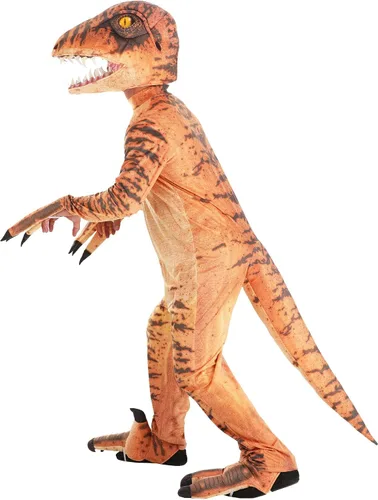 Vista 3 de Velociraptor Disfraz de dinosaurio esculpido suave para adultos