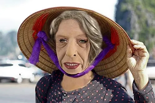 Vista 6 de HENGYUTOYMASK Máscara de látex humano de cabeza completa para mujeres mayores máscara de abuela disfraz de Halloween fiesta de cosplay vestido