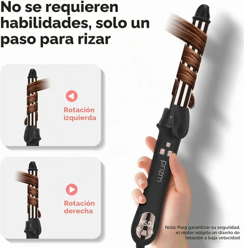 Vista 2 de Prizm Rizador giratorio, rizador de pelo automático de 1 pulgada / 25mm para cabello largo, barril giratorio automático, 250-450 °F con pantalla