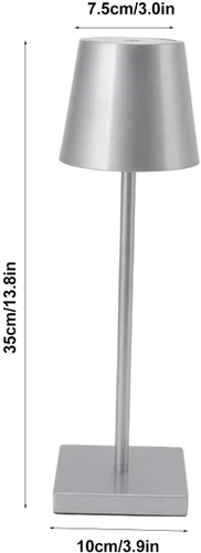 Vista 3 de TOPINCN, Alto brillo LED táctil regulable moderno simple, recargable inalámbrico para restaurante bar (plata)