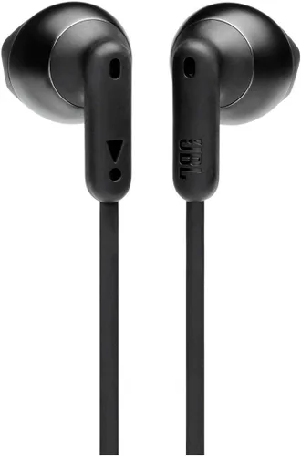 Vista 4 de JBL Tune 215 - Auriculares intrauditivos inalámbricos Bluetooth con micrófono de 3 botones/control remoto y cable plano, color negro, pequeño JBL