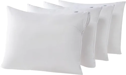 Vista 12 de Paquete de 4 protectores de almohada impermeables a prueba de plumas con cremallera de 20 x 20 pulgadas, fundas de almohada con cremallera