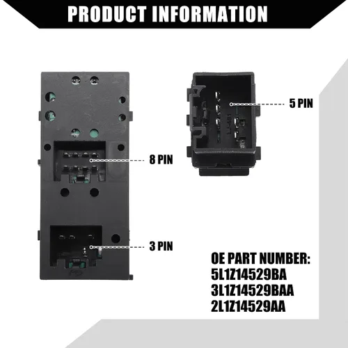 Vista 7 de NO.5L1Z-14529-AA/5L1Z-14529-BA/Master - Interruptor de ventana eléctrica para Ford F-150 2004-2008 para Lincoln Mark LT 2006-2007, interruptor