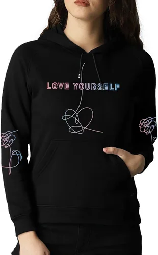 Vista 4 de Yuxrytue Sudadera con capucha para mujer y niña, Bangtan Boys K-POP de Jungkook Suga Jin V sin botones con cordón