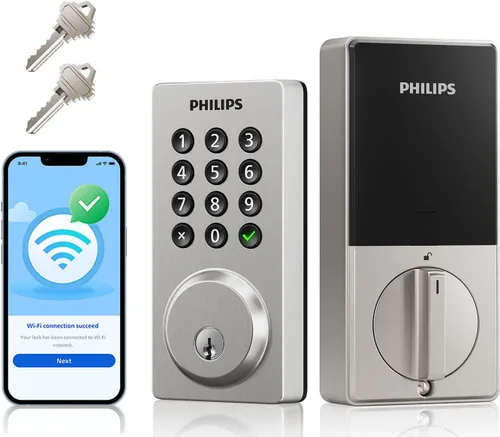 Vista 10 de Cerradura inteligente Philips, cerradura de puerta inteligente incorporada con WiFi, control remoto por aplicación, cerradura de puerta de entrada