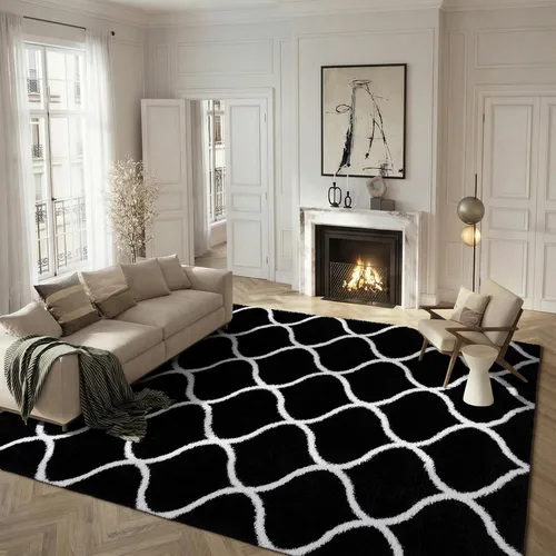 Vista 18 de SAFAVIEH Tahoe Shag Collection - Alfombra para pasillo, 2 x 9 pies, color beige y blanco, diseño de enrejado, no desprende pelusa y de fácil