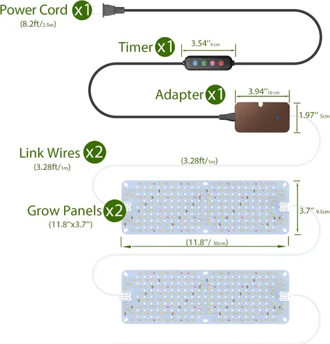 Vista 5 de SDOVUERC Luces de Crecimiento de Espectro Completo 384 LEDs, Luces de Crecimiento de Plantas de 24W para Plantas de Interior con Función de Conexión